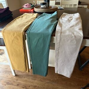 Bonobos Chinos in Mustard, Teal Green, and Cream